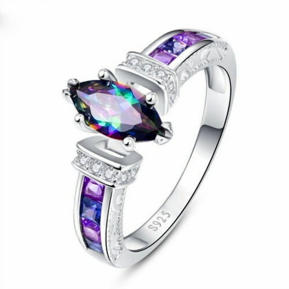Bliss 1.5 ct. t.w. Geometric Mystic Topaz Ring, 925 Silver, Gold-Plated Semi-Precious Stone, Size 7