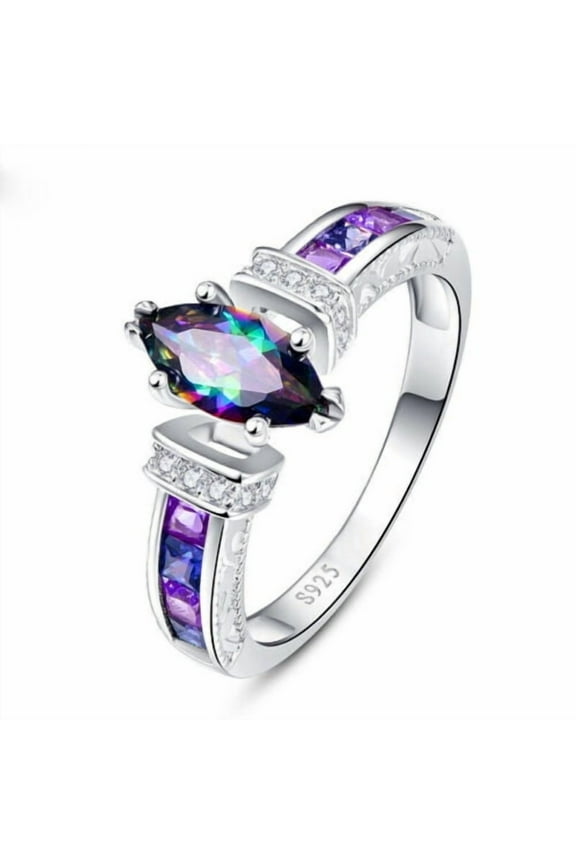 Bliss 1.5 ct. t.w. Geometric Mystic Topaz Ring, 925 Silver, Gold-Plated Semi-Precious Stone, Size 7