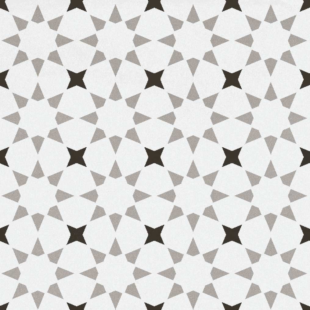 Bliss 8" Black and White Porcelain Patterned Tile