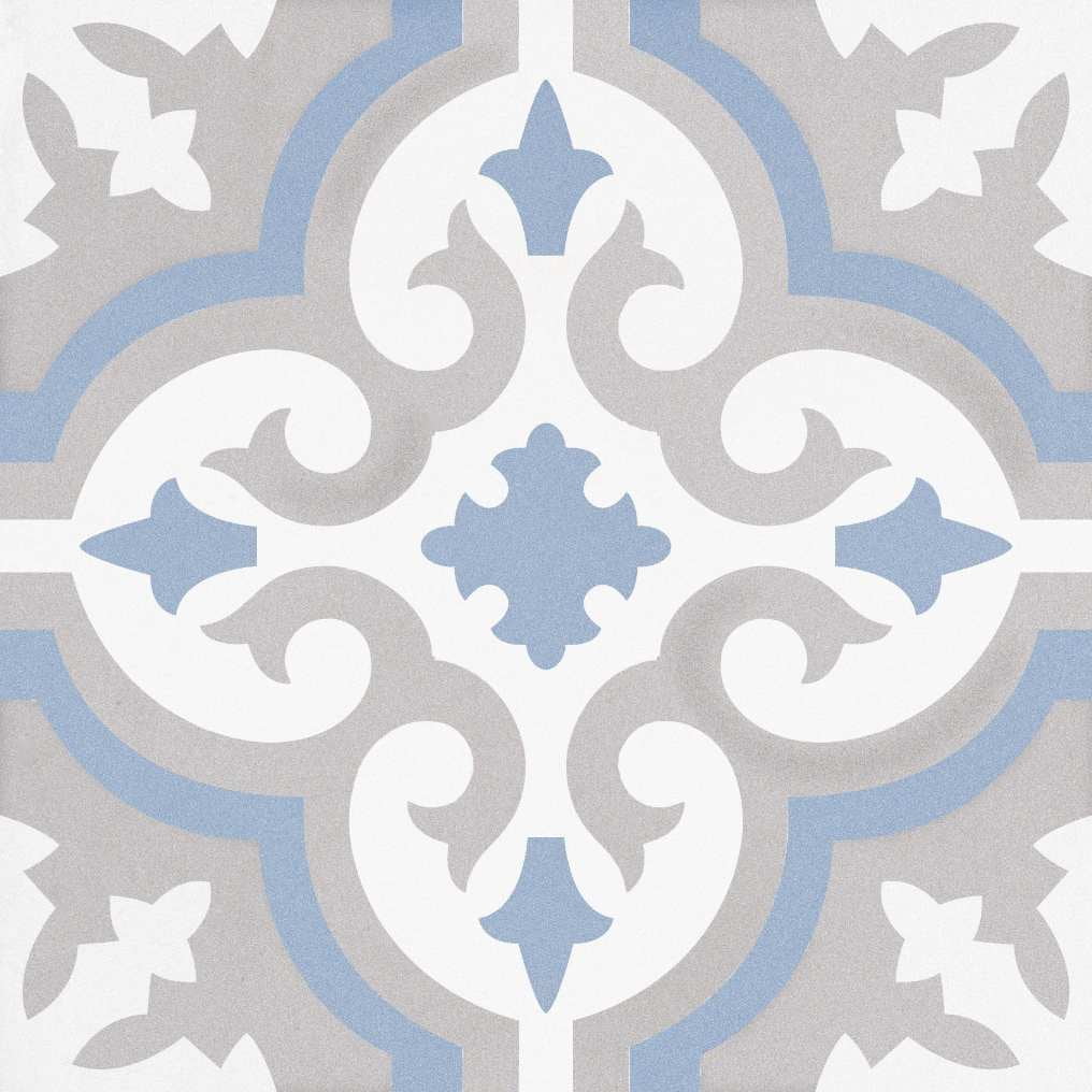 Bliss 8" Gray and Blue Porcelain Moroccan Tile