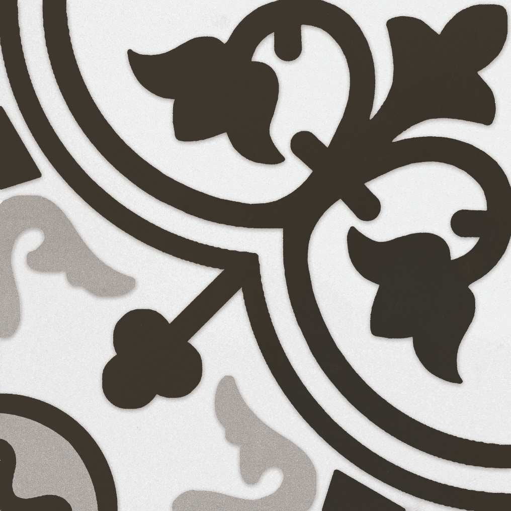 Bliss 8" Black and White Porcelain Patterned Tile