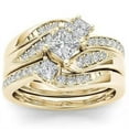 thumbnail image 1 of Bliss Artificial Diamond Micro-Inlaid Zircon Ring Set, Gold-Plated, 1 of 2