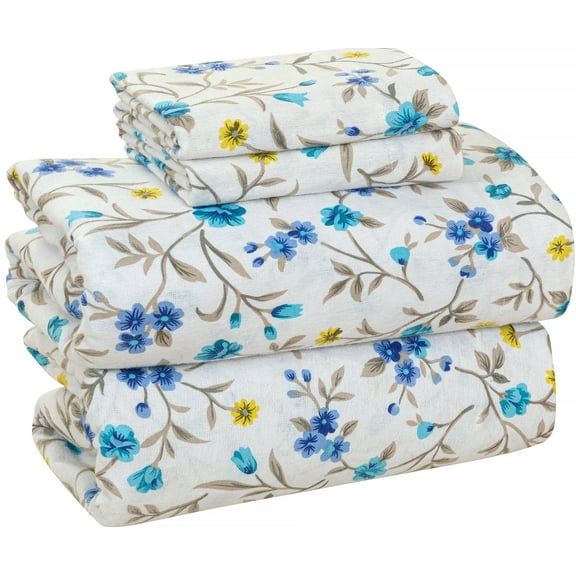 Bliss Casa 4 Piece 100% Cotton Flannel Sheet Set Full - High GSM Deep Pockets, Warm Breathable Flannel Sheet Set. Flannel Bed Set Includes 1 Flat Sheet, 1 Fitted Sheet & 2 Pillowcases