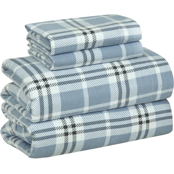 Bliss Casa Flannel Bed Sheets – 100% Cotton, Double Brushed for Extra Softness – Warm & Cozy All-Season Comfort – Deep Pockets – 4-Piece King Sheet Set (Casa)
