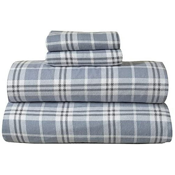 Bliss Casa Flannel Bed Sheets – 100% Cotton, Double Brushed for Extra Softness – Warm & Cozy All-Season Comfort – Deep Pockets – 4-Piece Queen Sheet Set (Casa)