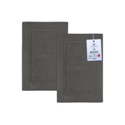 Bliss Casa Cotton Banded Bath Mat (2 Pack) 20 x 32 Inch Genuine Ring Spun Cotton Highly Absorbent Bath Mat Set Washable Bathroom Floor Towel (Grey)