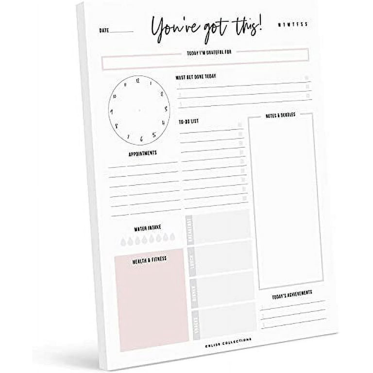 Bliss Collections Daily Planner, You've Got This, Undated Tear-Off Sheets  Notepad Includes Calendar, Organizer, Scheduler for Goals, Tasks, Ideas,  Notes and to Do Lists, 8.5x11 (50 Sheets) 