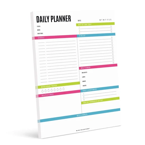 Bliss Collections Daily Planning Pad, To Do List Notebook - Vibrant - Undated...