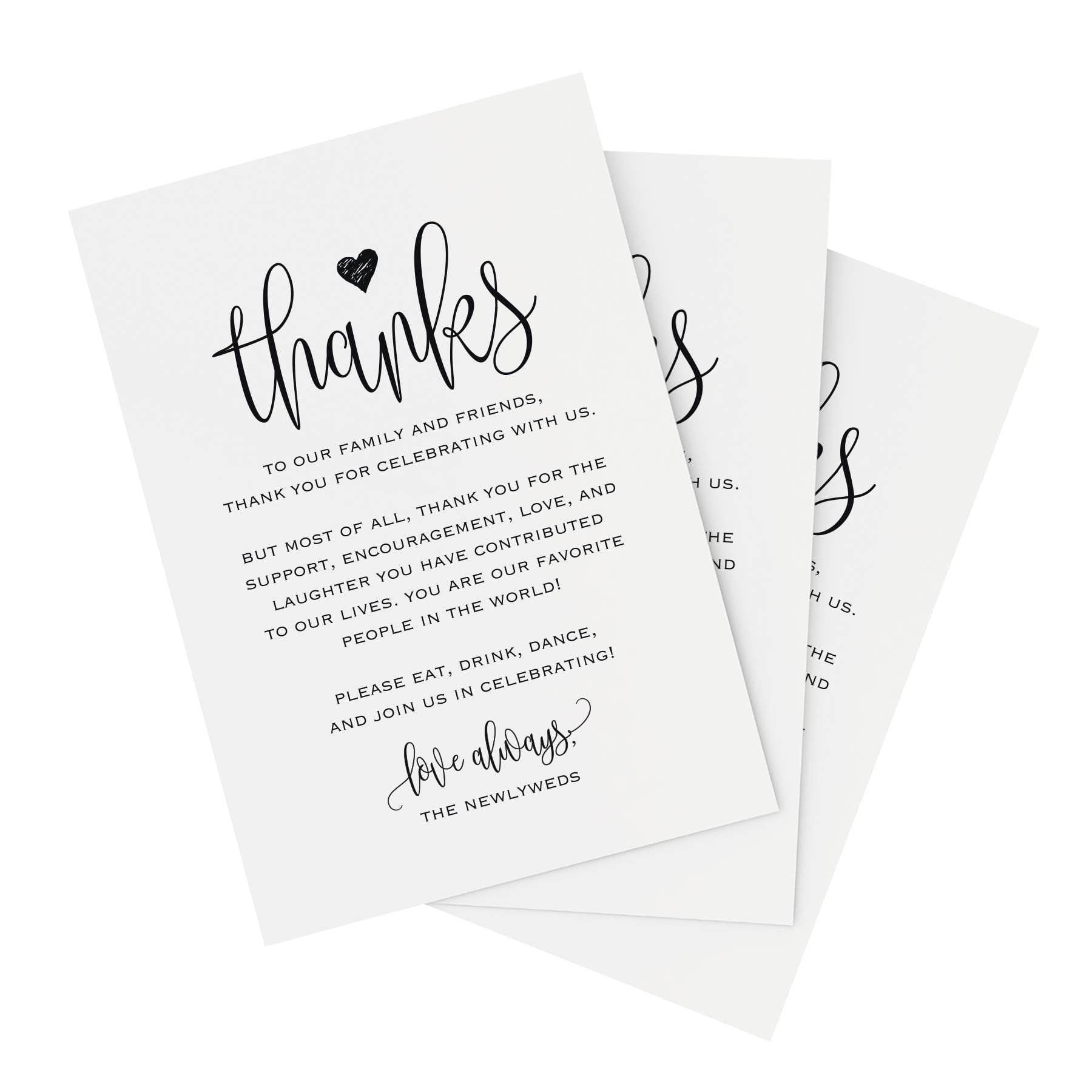 Bliss Collections Thank You SR25 Postcards, Heart Script, Cards for