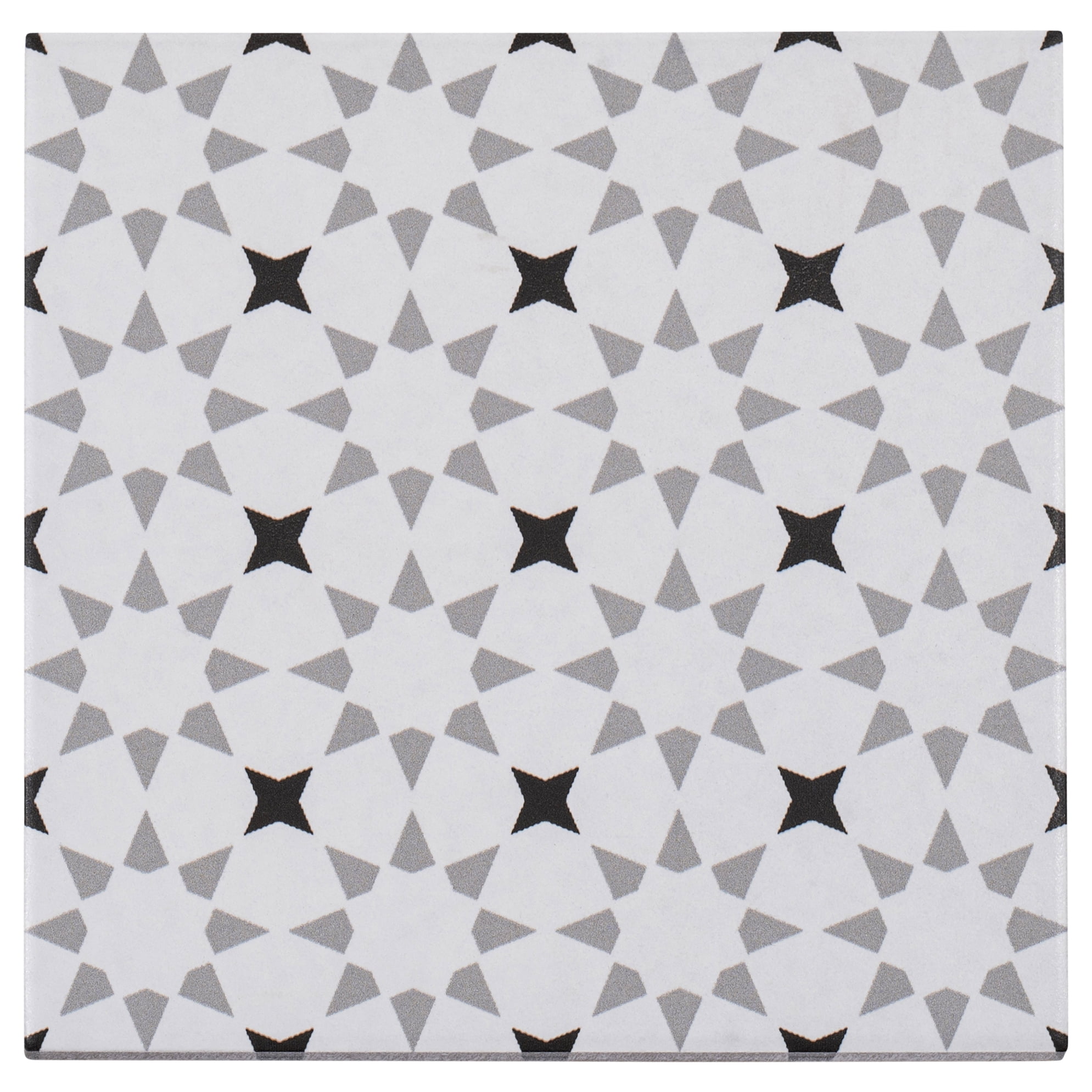 Bliss 8" Black and White Porcelain Patterned Tile