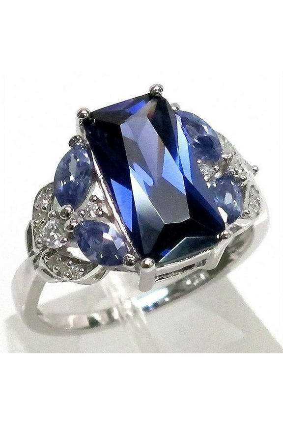 Engagement Blue, Ruby & Sapphire Ring, Sterling Silver, 0.64"