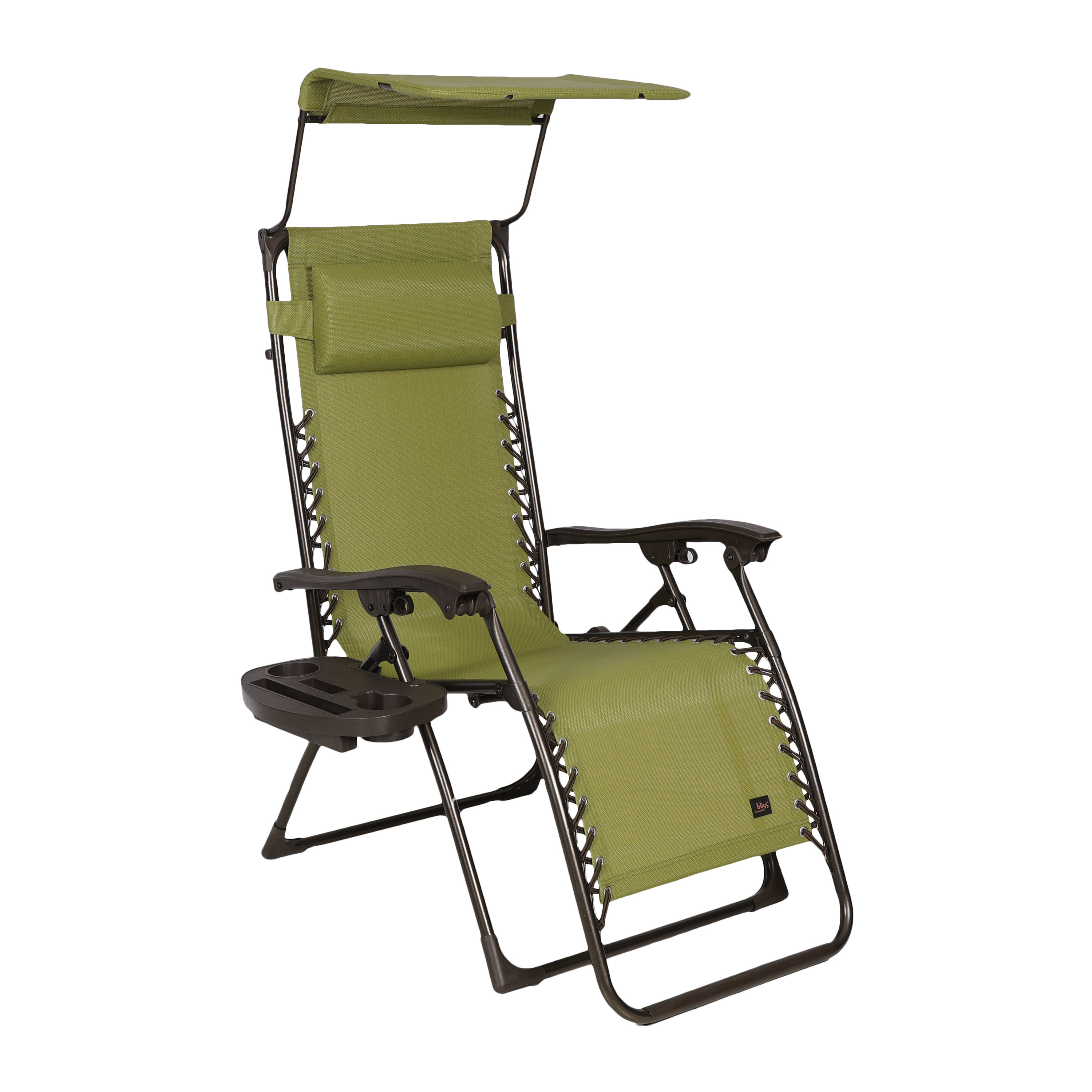 Bliss Hammocks 26" Wide Base Model Zero Gravity Chair w/ Canopy, Pillow, & Drink Tray Folding Outdoor Lawn, Deck, Patio Adjustable Lounge Chair, 300lbs. Weather and Rust Resistant, Sage Green - image 1 of 4