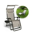 thumbnail image 1 of Bliss Hammocks 26" Wide Zero Gravity Chair w/ Canopy, Pillow, & Drink Tray , Outdoor, Lawn, Deck, Patio , Foladable, Adjustable Lounge Chair, Weather & Rust Resistant , 300 Lbs Capacity-Sand, 1 of 9