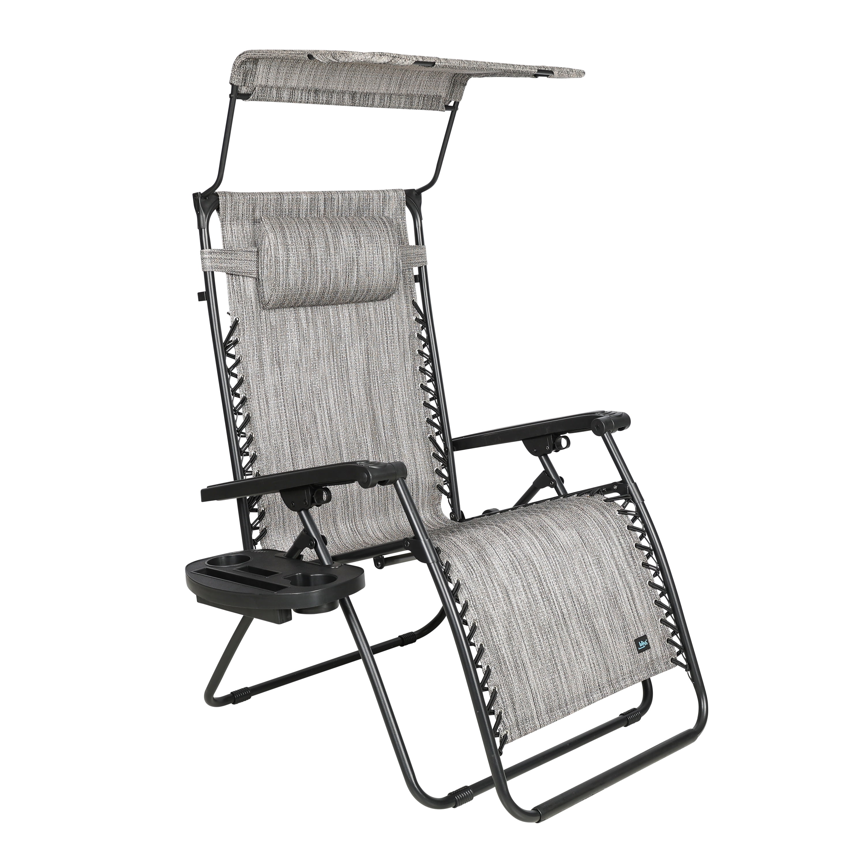 Bliss Hammocks 30" Wide Zero Gravity Chair W/ Canopy, Pillow, & Drink Tray - Platinum - image 1 of 8