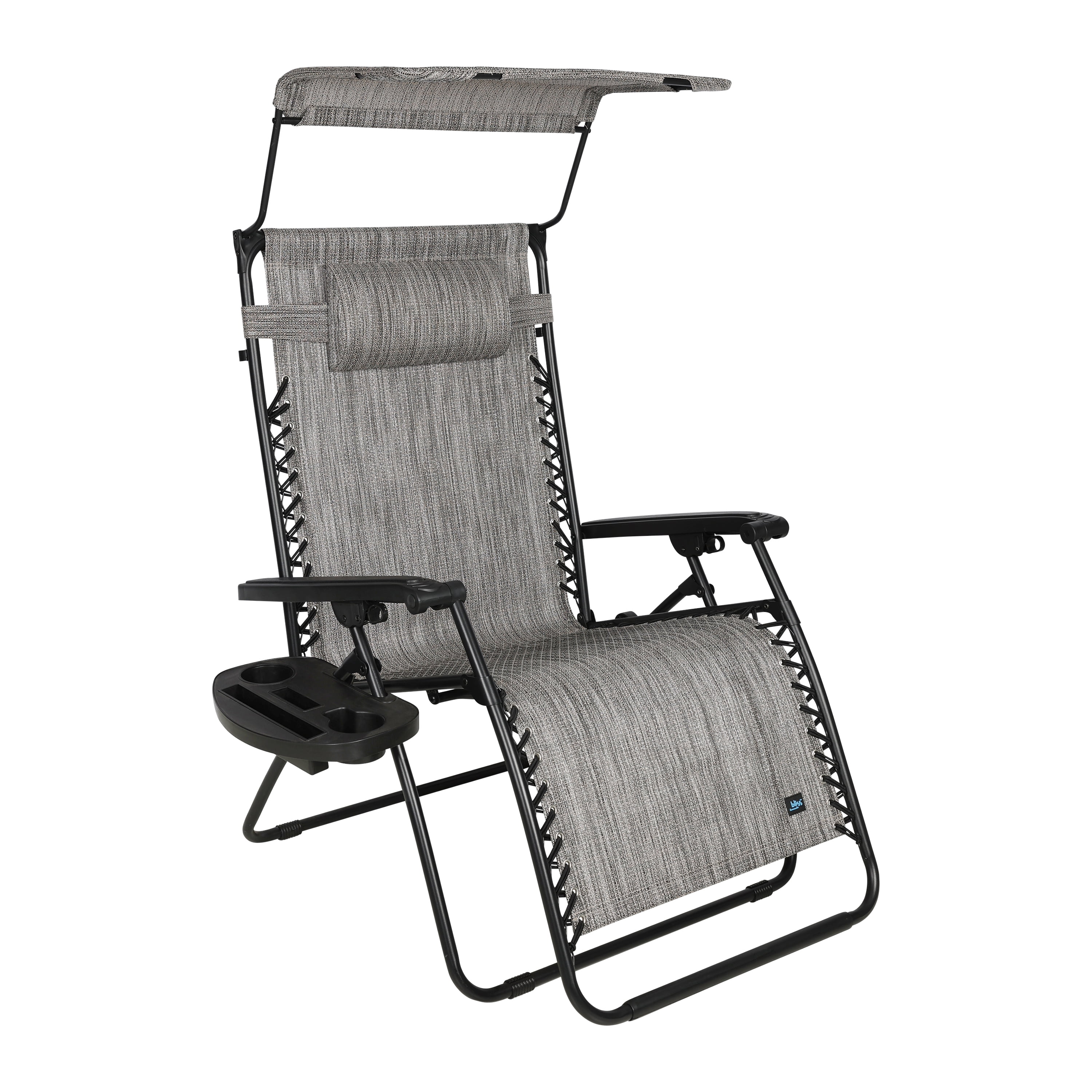 Bliss Hammocks 33" Wide XXL Zero Gravity Chair w/ Adjustable Canopy SunShade, Drink Tray
