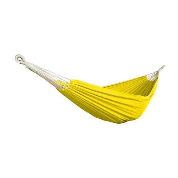 Bliss Hammocks 60" Wide Double Hammock in a Bag w/ Hand-woven Rope loops & Hanging Hardware , Outdoor, Poolside, Patio, Backyard , Durable, Cotton and Polyester Blend , 265 Lbs Capacity-Yellow