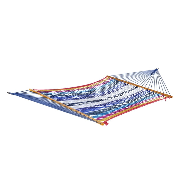 Bliss Hammocks BH-409M Multi-Color Rope Hammock w/ Spreader Bars & Hanging Hardware | 55-in. Wide | 450 Lb. Capacity
