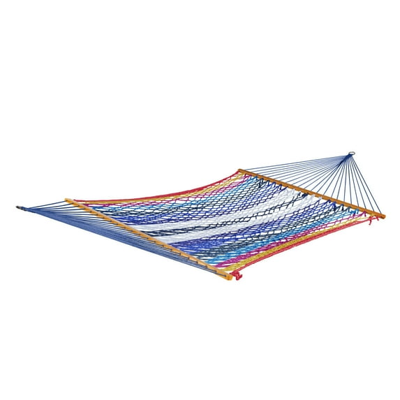 Bliss Hammocks BH-409M Multi-Color Rope Hammock w/ Spreader Bars & Hanging Hardware | 55-in. Wide | 450 Lb. Capacity