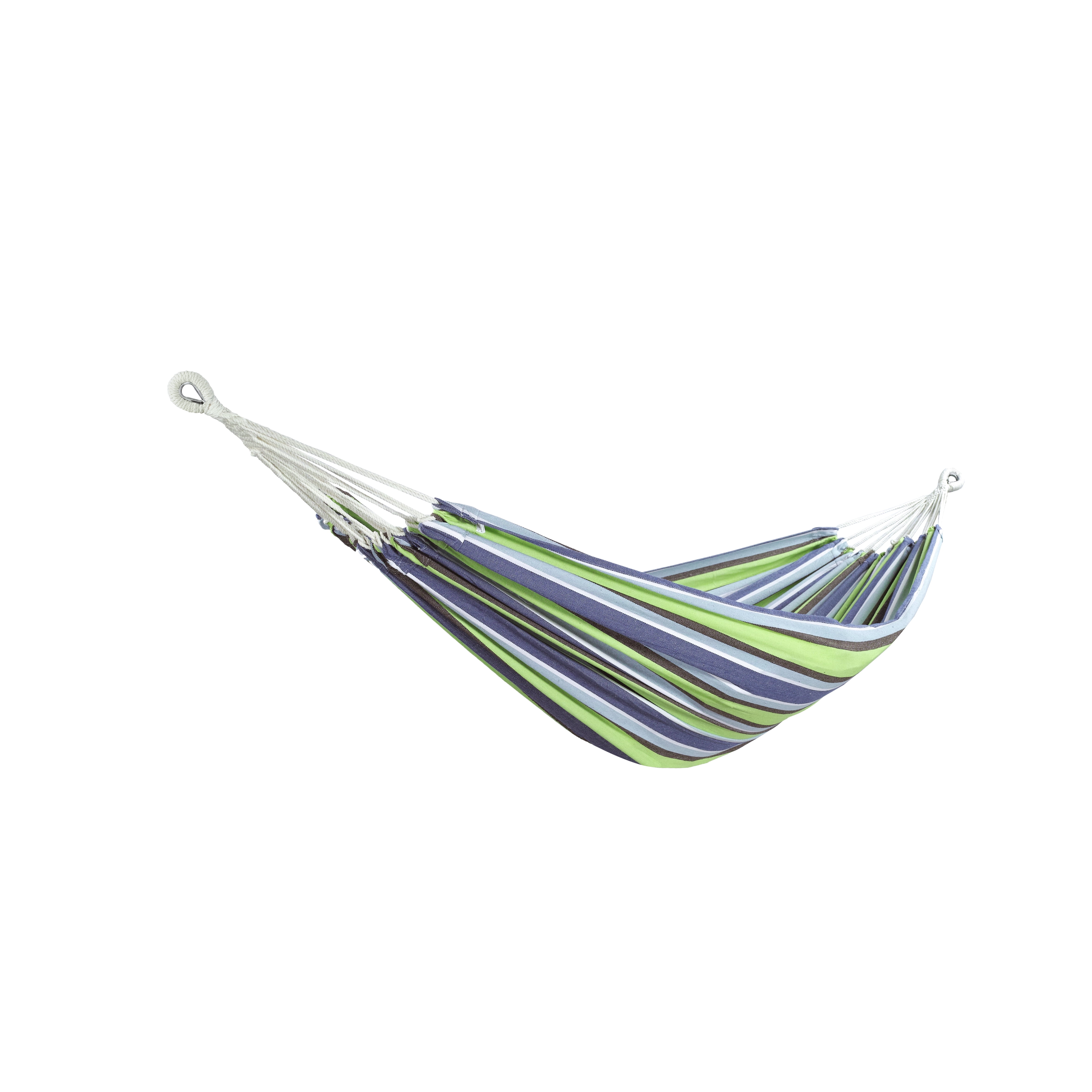 Bliss Hammocks Double Hammock in a Bag w/ Hand-woven Rope loops - Blue Honu Stripe, 77" L x 60" W