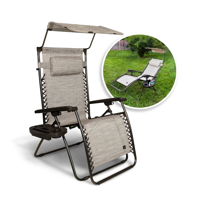 Bliss Hammocks Gravity Free Chair w/ Canopy , Drink Tray, & Pillow, 30-in. Wide XL, Weather & Rust Resistant, 360 Lb. Capacity