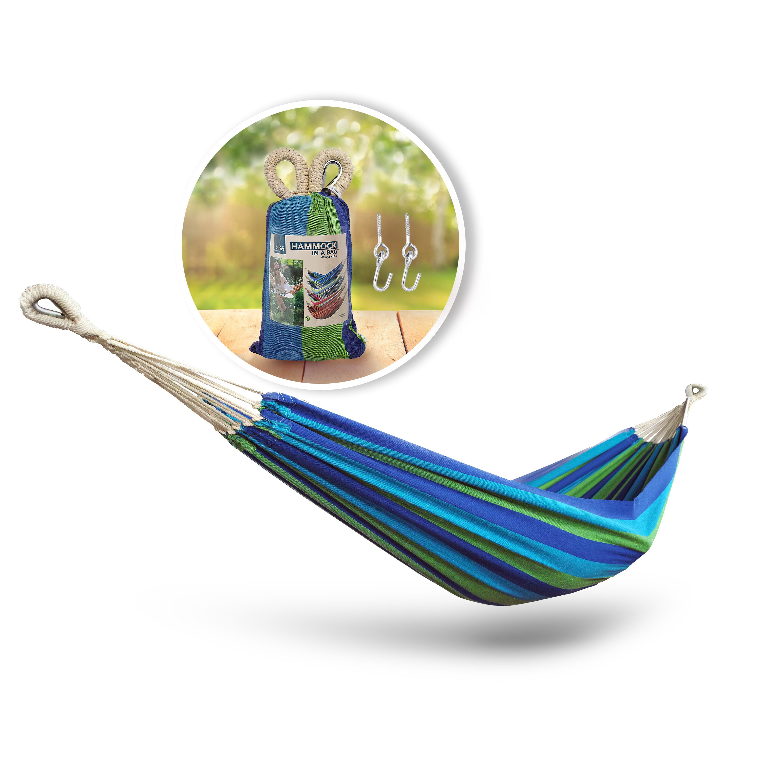 Bliss Hammocks Hammock in a Bag w/ Hand-woven Rope loops , 220 lbs
