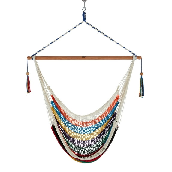 Bliss Hammocks Island Rope Hammock Chair W/ Spreader Bar - Multi-Color, 60" L x 40" W