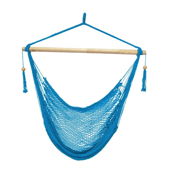 Bliss Hammocks Island Rope Hammock Chair w/ Spreader Bar - Light Blue, 60" L x 40" W