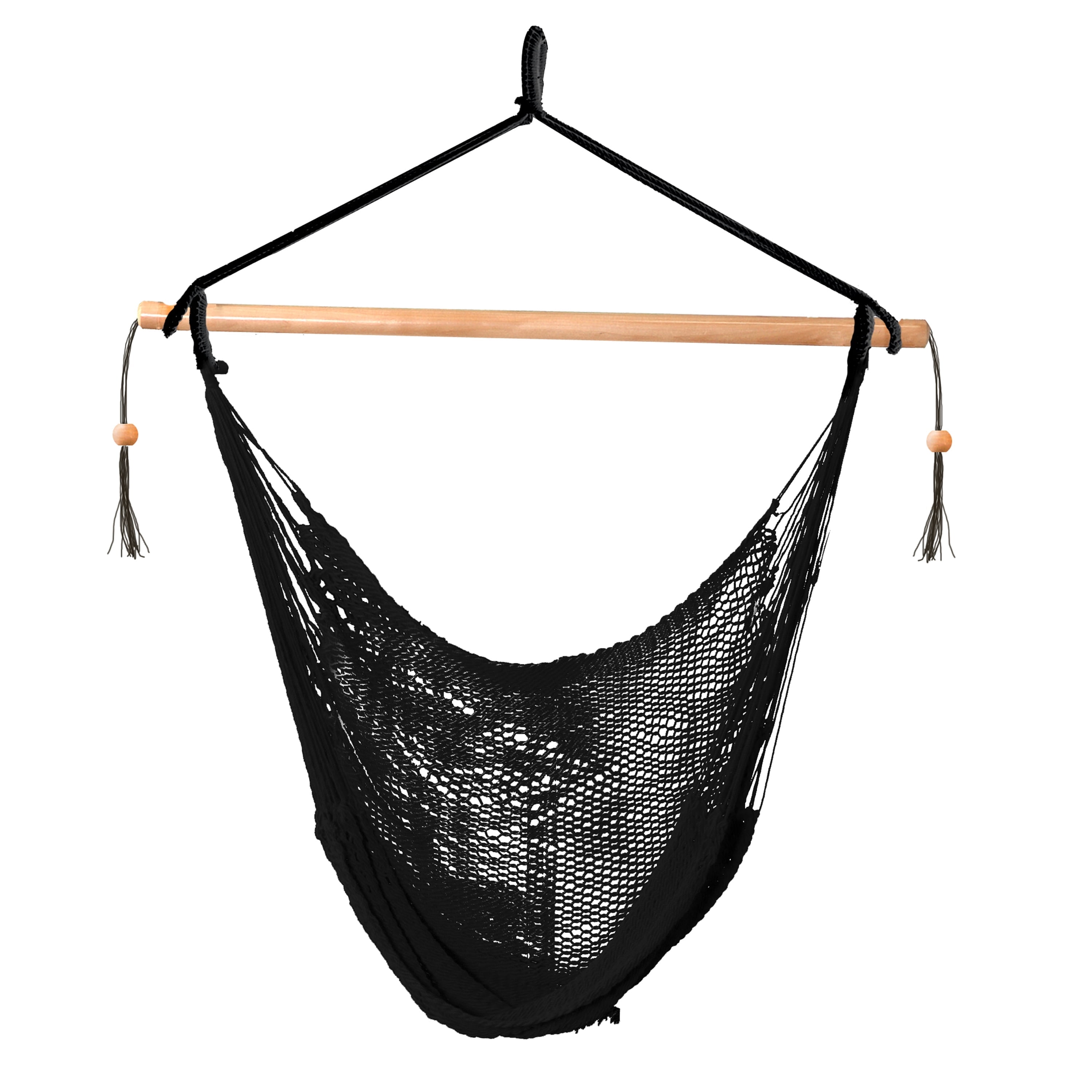Bliss Hammocks Island Rope Hammock Chair with Spreader Bar - Black, 60" L x 40" W