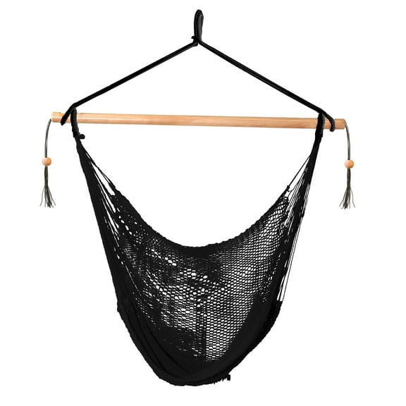 Bliss Hammocks Island Rope Hammock Chair with Spreader Bar - Black, 60" L x 40" W