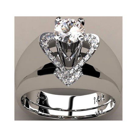 Bliss Heart-Shaped Simulation Diamond Rings, 925 Silver
