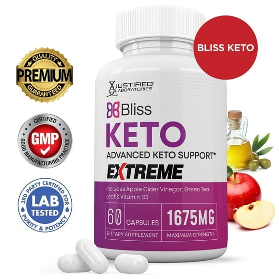 Bliss Keto ACV Extreme Pills 1675mg Alternative to Gummies Dietary Supplement 60 Capsules
