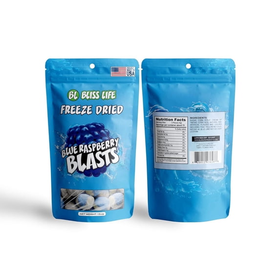Bliss Life Blue Raspberry Blasts Freeze Dried Candy 1.5 oz, fruit ...