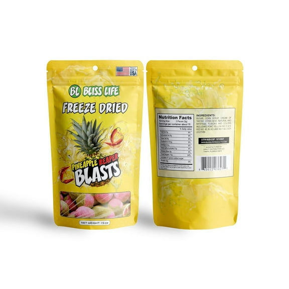 Bliss Life Pineapple Reaper Blasts Freeze Dried Candy 1.5 oz