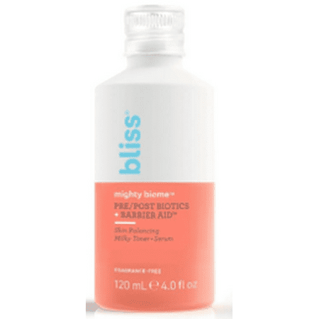 Bliss Mighty Biome Pre/Post Biotics + Barrier Aid Skin Balancing Milky Toner + Serum, 4.0 oz