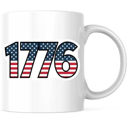 Bliss Monkey Co. 1776 American Flag Coffee Mug - Patriotic USA Mug - Stars and Stripes 11 Ounce Coffee Cup - Premium Ceramic - Design Printed On Both Sides - BMCM03883