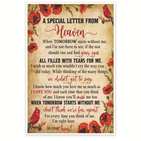 Bliss Monkey Co. A Special Letter From Heaven Poster - In Memory Of - Always In Your Heart - Sentimental Gift - Wall Art - 12 x 18 Inch Poster - Unframed - Premium 100lb Gloss - Made In USA - BMCP070