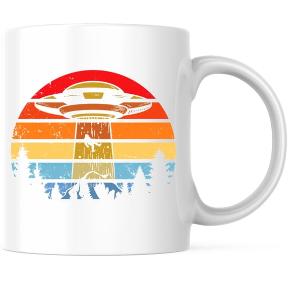Bliss Monkey Co. Alien UFO Abducting Bigfoot Coffee Mug - Alien Abduction Bigfoot Coffee Mug - 11 Ounce Coffee Cup - Premium Ceramic - Design Printed On Both Sides - BMCM02345