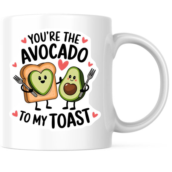 Bliss Monkey Co. You're the Avocado to My Toast - Cute Funny Coffee Mug - Adorable Love Quote 11 Ounce Coffee Mug - Premium Ceramic - Design Printed On Both Sides - BMCM03691