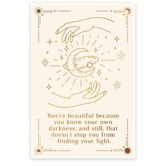 Bliss Monkey Co. You're Beautiful Because Spiritual Boho Poster - Cool Retro Inspiring Wall Art - 12 x 18 Inch Poster - Unframed - Premium 100lb Gloss - Made In USA - BMCP095