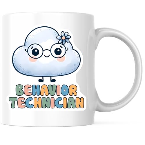Bliss Monkey Co. Behavior Technician Coffee Mug - Cute Cloud Design - Appreciation Mug Gift Idea 11 Ounce - Design Printed On Both Sides - High Quality Ceramic - BMCM3181