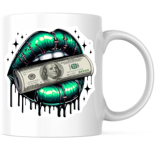 Bliss Monkey Co. Bold Statement Coffee Mug - Funky Lip Design - Eye-catching 11 Ounce Coffee Mug - Premium Ceramic - Design Printed On Both Sides - BMCM04564