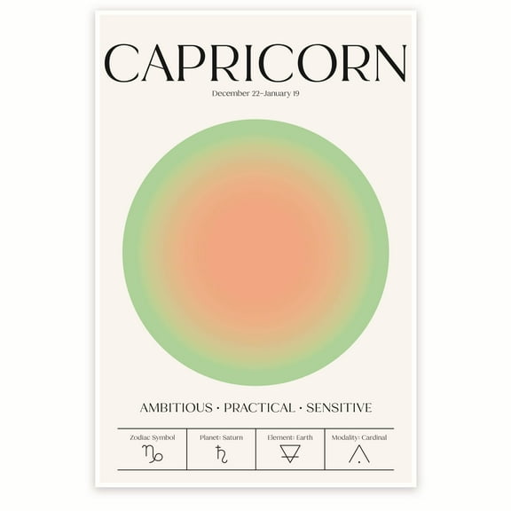 Bliss Monkey Co. Capricorn Astrology Sign Poster - Astrological Signs Poster - Zodiac Horoscope Wall Art- 12 x 18 Inch Poster - Unframed - Premium 100lb Gloss - Made In USA - BMCP0130