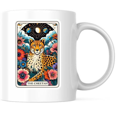 Bliss Monkey Co. The Cheetah Coffee Mug - Illustrated Art Mug - 11 Ounce Animal Design Cup - Premium Ceramic - Design Printed On Both Sides - BMCM04449