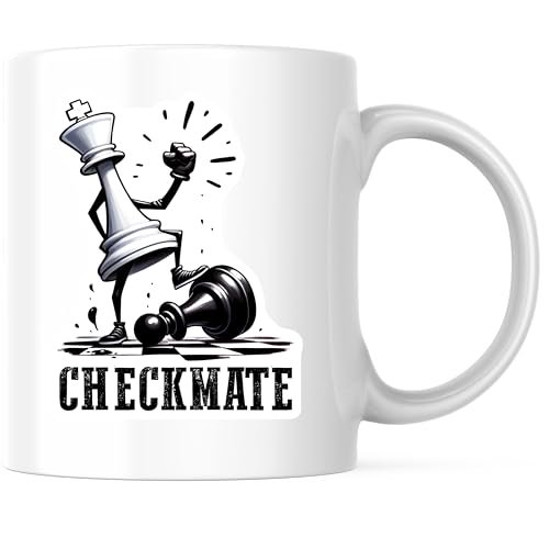 Bliss Monkey Co. Chess Checkmate Coffee Mug - Chess King Triumph - Chess Victory Gift 11 Ounce Mug - Design Printed On Both Sides - High Quality Ceramic - BMCM3184