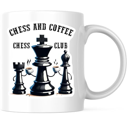 Bliss Monkey Co. Chess and Coffee Mug - Chess Club Mug - Chess Pieces Coffee Mug - 11 Ounce Mug - Design Printed On Both Sides - High Quality Ceramic - BMCM3192