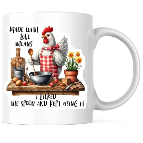 Bliss Monkey Co. Chicken Chef Coffee Mug - Funny Kitchen Humor - 11 Ounce Mug - Premium Ceramic - Design Printed On Both Sides - BMCM04513