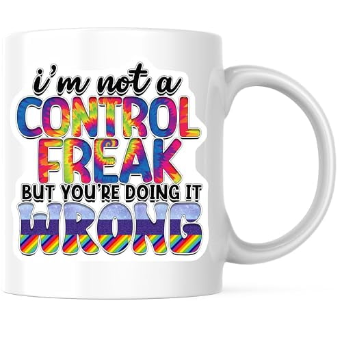 Bliss Monkey Co. I'm Not A Control Freak Coffee Mug - Funny Sassy Mug - 11 Ounce Colorful Mug - Premium Ceramic - Design Printed On Both Sides - BMCM04106
