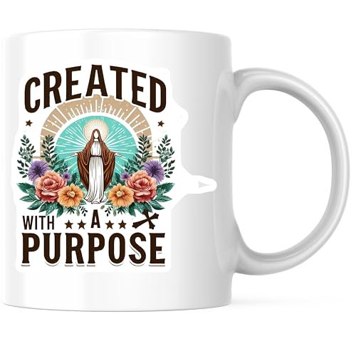 Bliss Monkey Co. Created With a Purpose Coffee Mug - Inspirational Quote Ceramic Cup - 11 Ounce Ceramic Mug - Premium Ceramic - Design Printed On Both Sides - BMCM03970