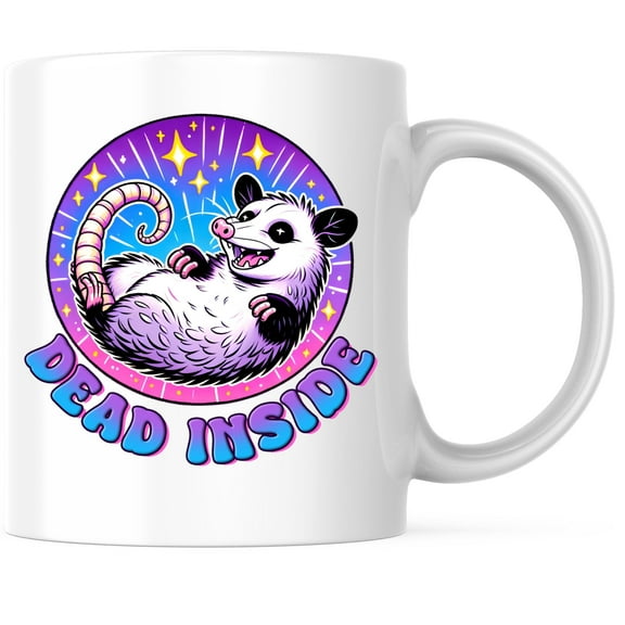 Bliss Monkey Co. Dead Inside Possum Coffee Mug - Funny Punny Animal Mug - 11 Ounce Coffee Mug - Design Printed On Both Sides - Glossy Ceramic - Microwave & Dishwasher Safe - BMCM01384