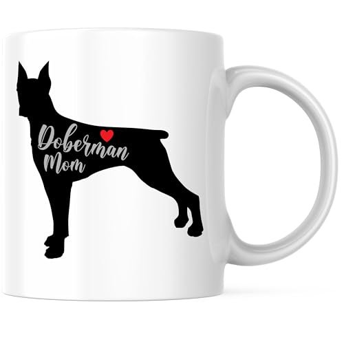 Bliss Monkey Co. Doberman Mom Coffee Mug - Doberman Dog Breed Coffee Mug - 11 Ounce Coffee Cup - Premium Ceramic - Design Printed On Both Sides - BMCM02465